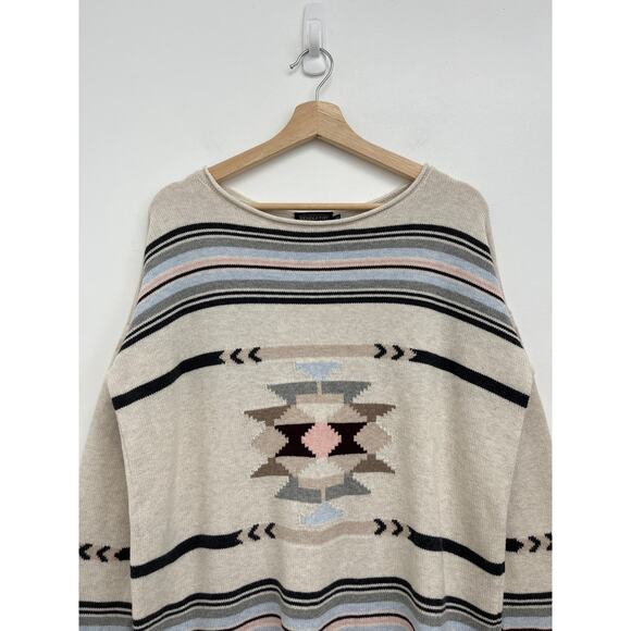 Pendleton Southwest Aztec Print Rolled Neck Wool Cotton Relaxed Sweater - Medium - Picture 3 of 11
